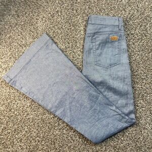 7 For All Mankind Chambray Wide Leg Pants Womens 28x34 Blue Lightweight Flare